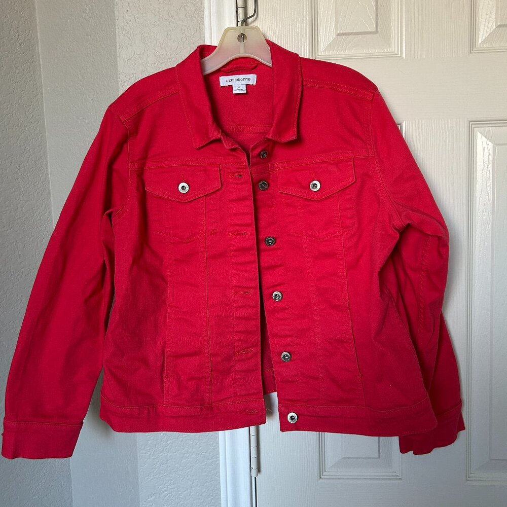 Liz Claiborne Coral Denim Jacket - Button Front- Size XL